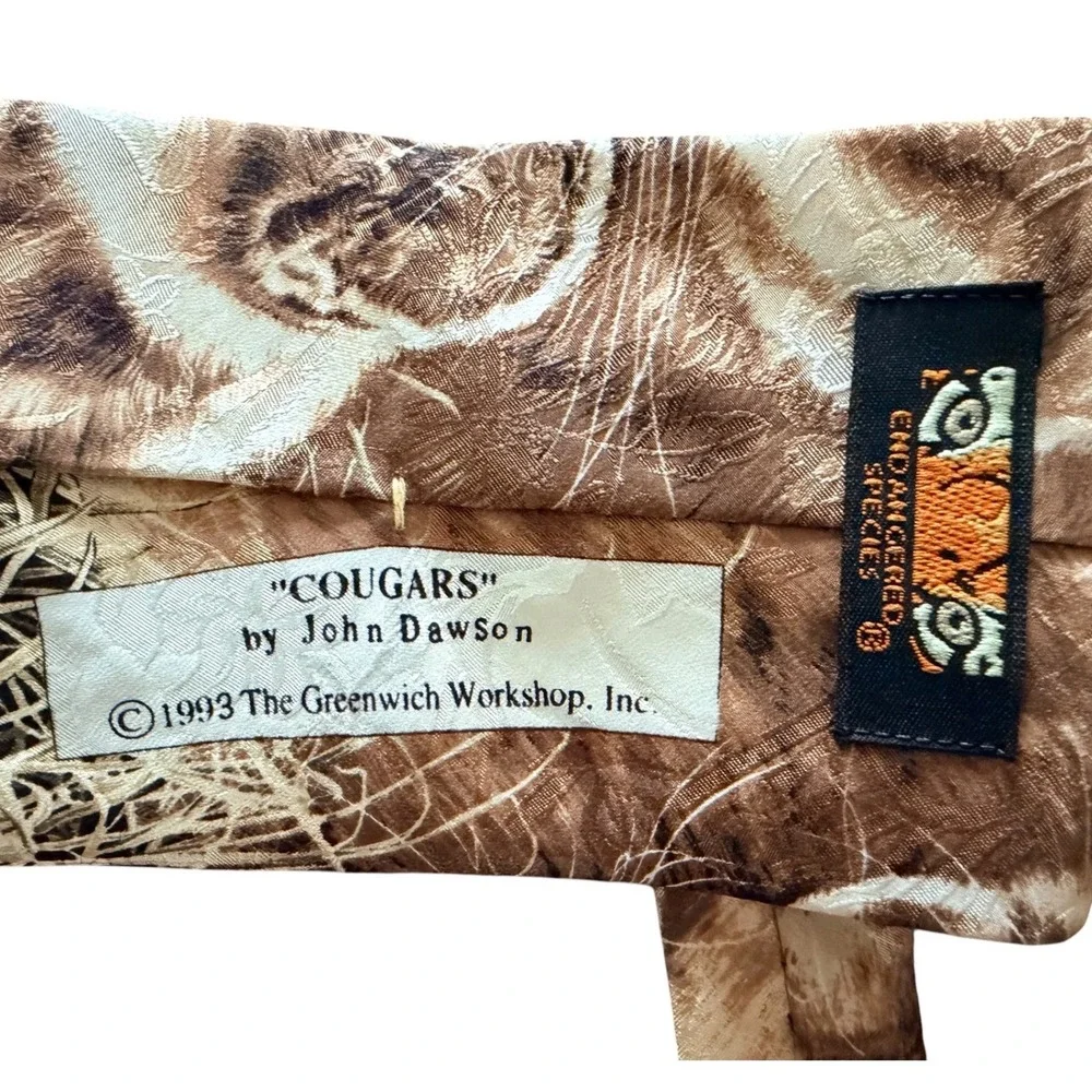 Endangered Species John Dawson Silk Tie Lot Cougars Siberian‎ Tiger Vintage 1993